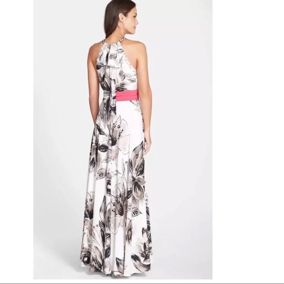 Eliza J  Floral Print Chiffon Halter Maxi Dress - Picture 3 of 5